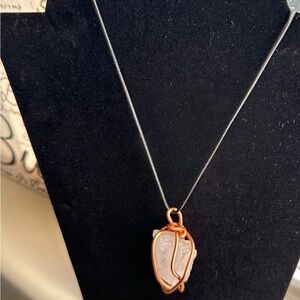 Milky Quartz Wire Wrapped in 100% Copper Necklace Handmade with Love ☮️❤️🔆